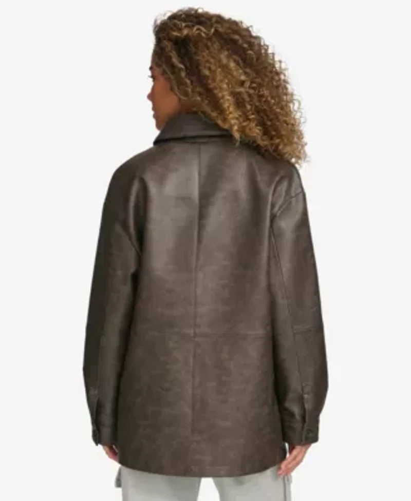 Relaxed Faux Leather Blazer