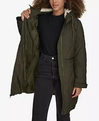 Diamond Quilted Cinch Waist Parka