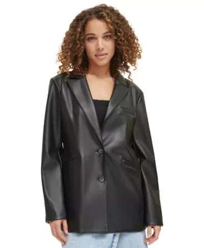 Relaxed Faux Leather Blazer