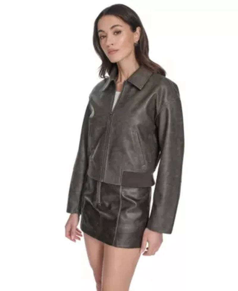 Lightweight Faux Leather Bomber