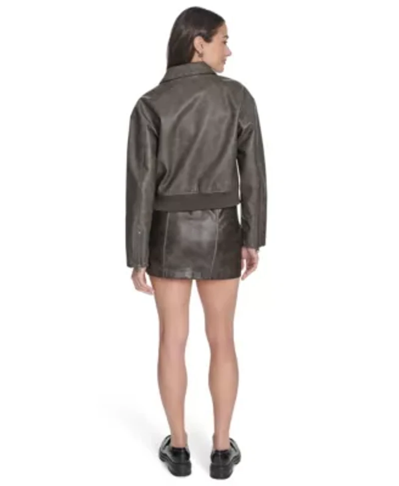 Lightweight Faux Leather Bomber