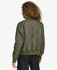 Diamond Quilted Sherpa-Lined Bomber