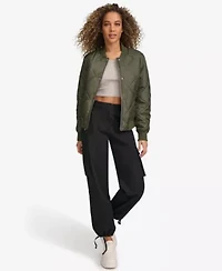 Diamond Quilted Sherpa-Lined Bomber