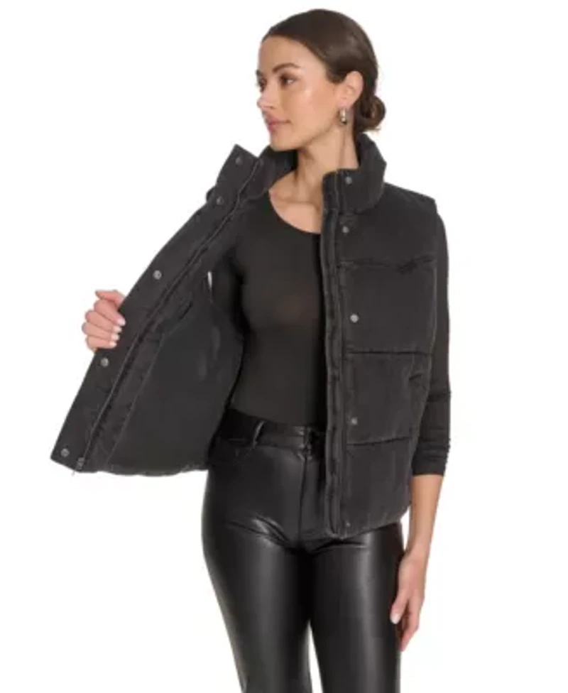 Denim Western Puffer Vest