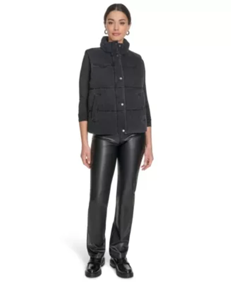 Denim Western Puffer Vest