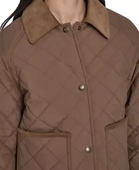 Lightweight Diamond Quilted Jacket With Corduroy Collar