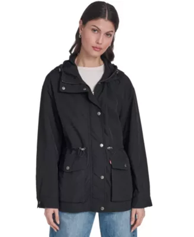 Cinch Waist Hooded Rain Anorak