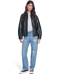 Faux Leather Relaxed Fit Bomber