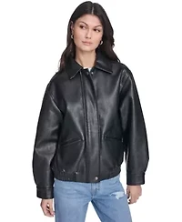 Faux Leather Relaxed Fit Bomber