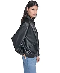Faux Leather Relaxed Fit Bomber