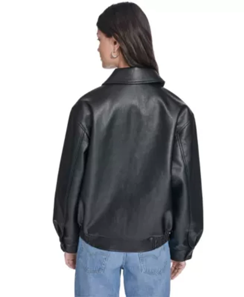 Faux Leather Relaxed Fit Bomber