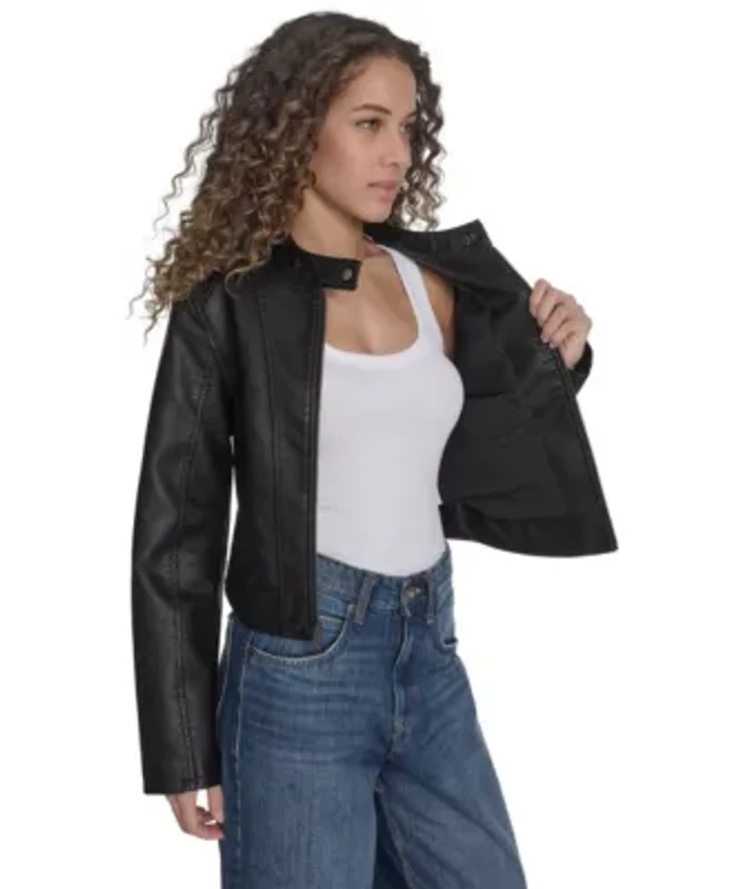 Faux Leather Racer With Princess Seams