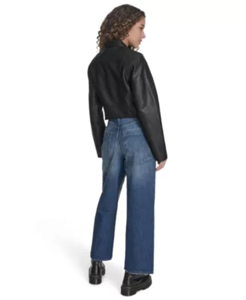 Faux Leather Racer With Princess Seams