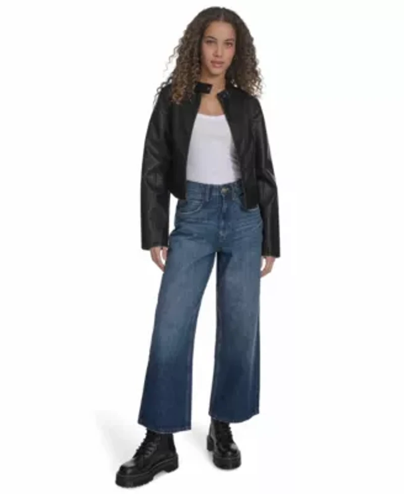 Faux Leather Racer With Princess Seams