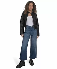 Faux Leather Racer With Princess Seams