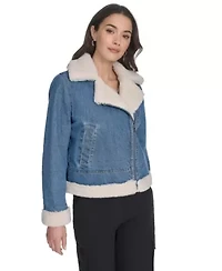 Denim Sherpa Lined Moto