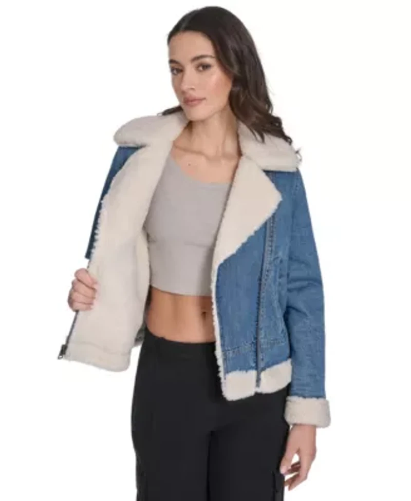 Denim Sherpa Lined Moto