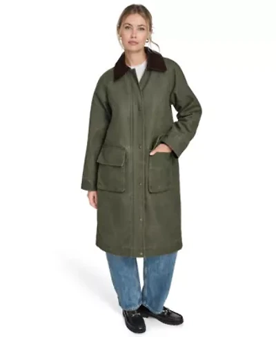 Maxi Barn Coat with Quilted Plaid Lining