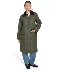 Maxi Barn Coat with Quilted Plaid Lining