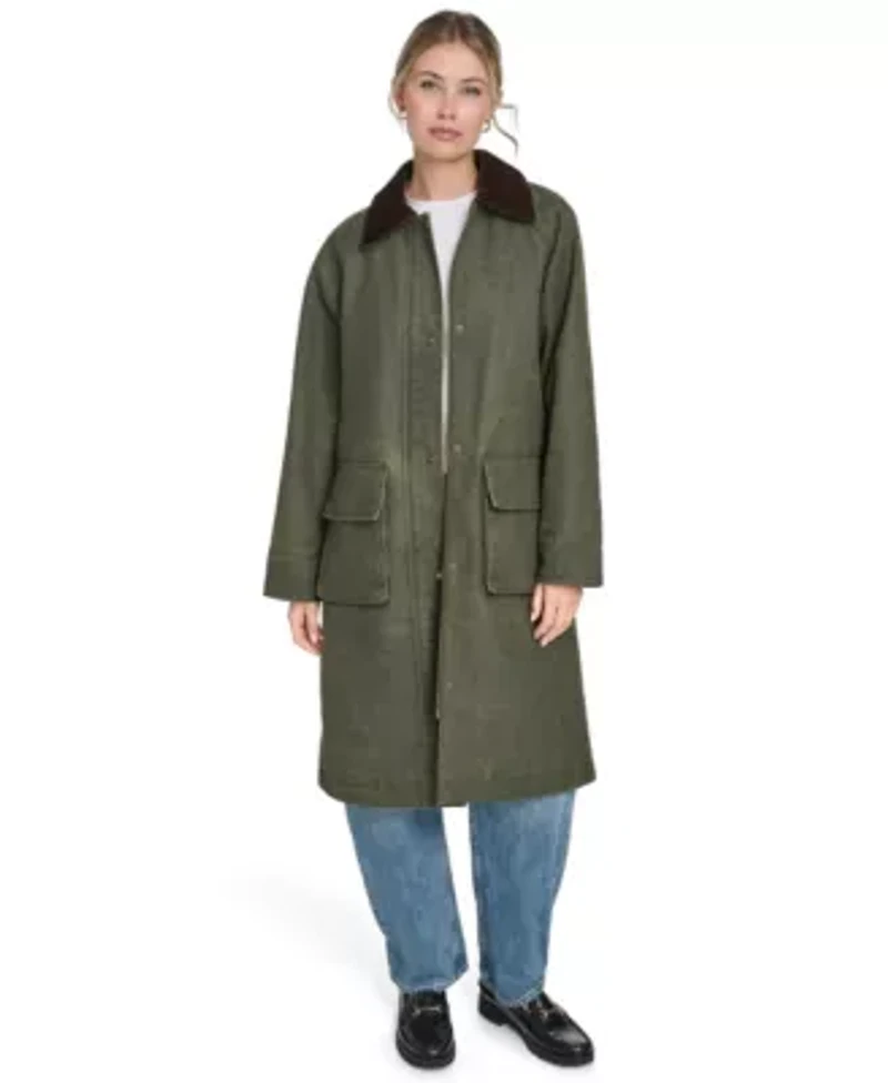 Maxi Barn Coat with Quilted Plaid Lining