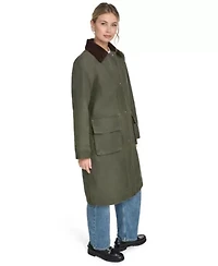 Maxi Barn Coat with Quilted Plaid Lining