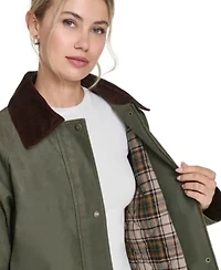 Maxi Barn Coat with Quilted Plaid Lining