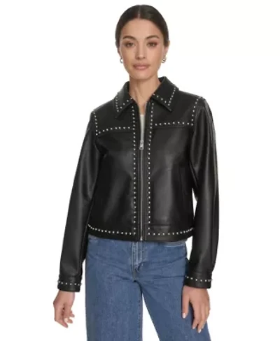 Studded Faux Leather Jacket