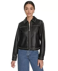 Studded Faux Leather Jacket