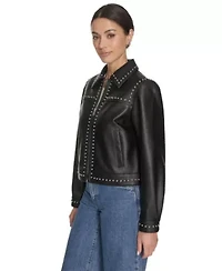 Studded Faux Leather Jacket