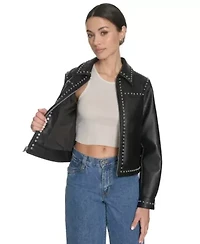 Studded Faux Leather Jacket