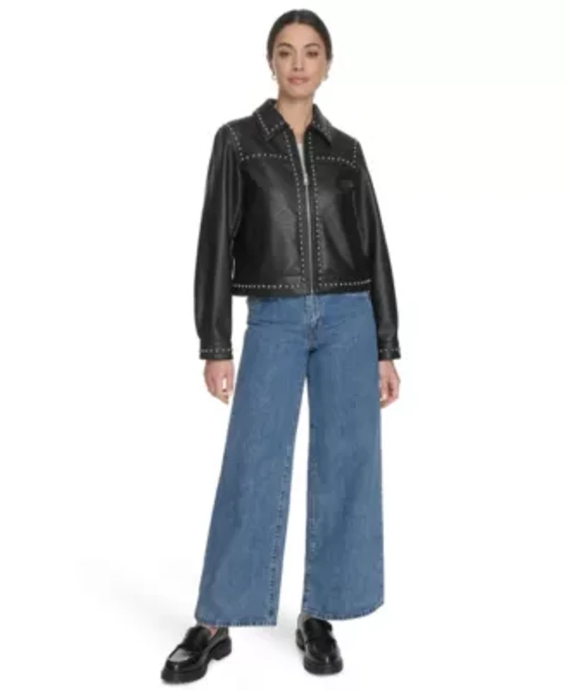 Studded Faux Leather Jacket