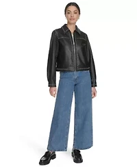 Studded Faux Leather Jacket