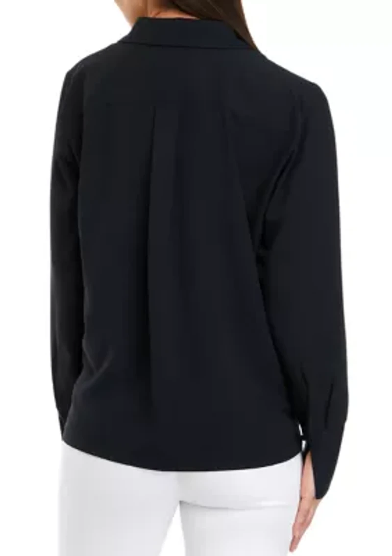 Women's Woven Long Sleeve Button Down Top