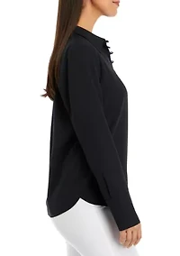 Women's Woven Long Sleeve Button Down Top