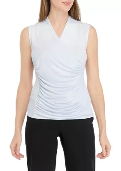Women's Sleeveless V-Neck Ruched Top
