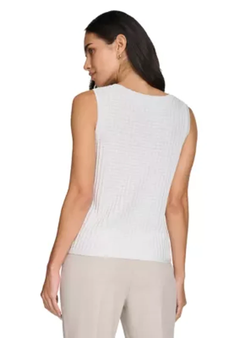 Women's Sleeveless Crew Neck Sweater with Lurex