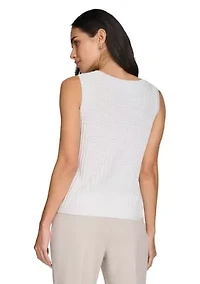 Women's Sleeveless Crew Neck Sweater with Lurex