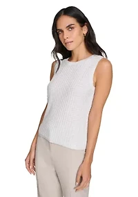 Women's Sleeveless Crew Neck Sweater with Lurex