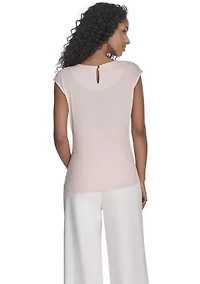 Women's Cap Sleeve Placed Print Blouse