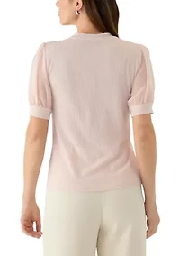 Women's Mixed Media Short Sleeve Top