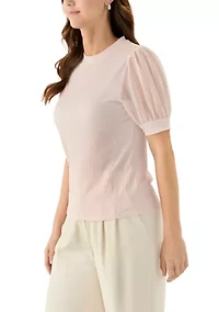 Women's Mixed Media Short Sleeve Top