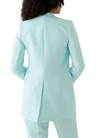 Women's Linen Open Front 3/4 Rollback Sleeve Shirt