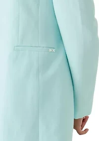 Women's Linen Open Front 3/4 Rollback Sleeve Shirt