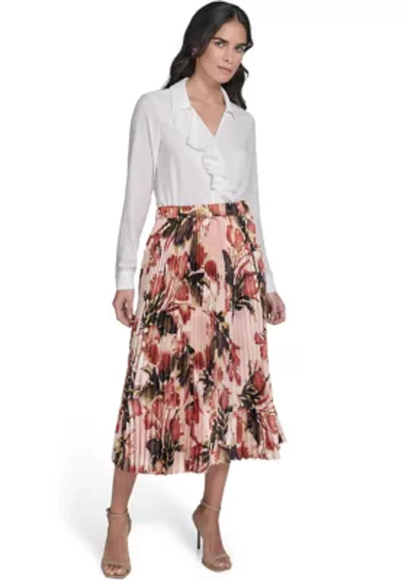 Women's Pleated Printed Skirt