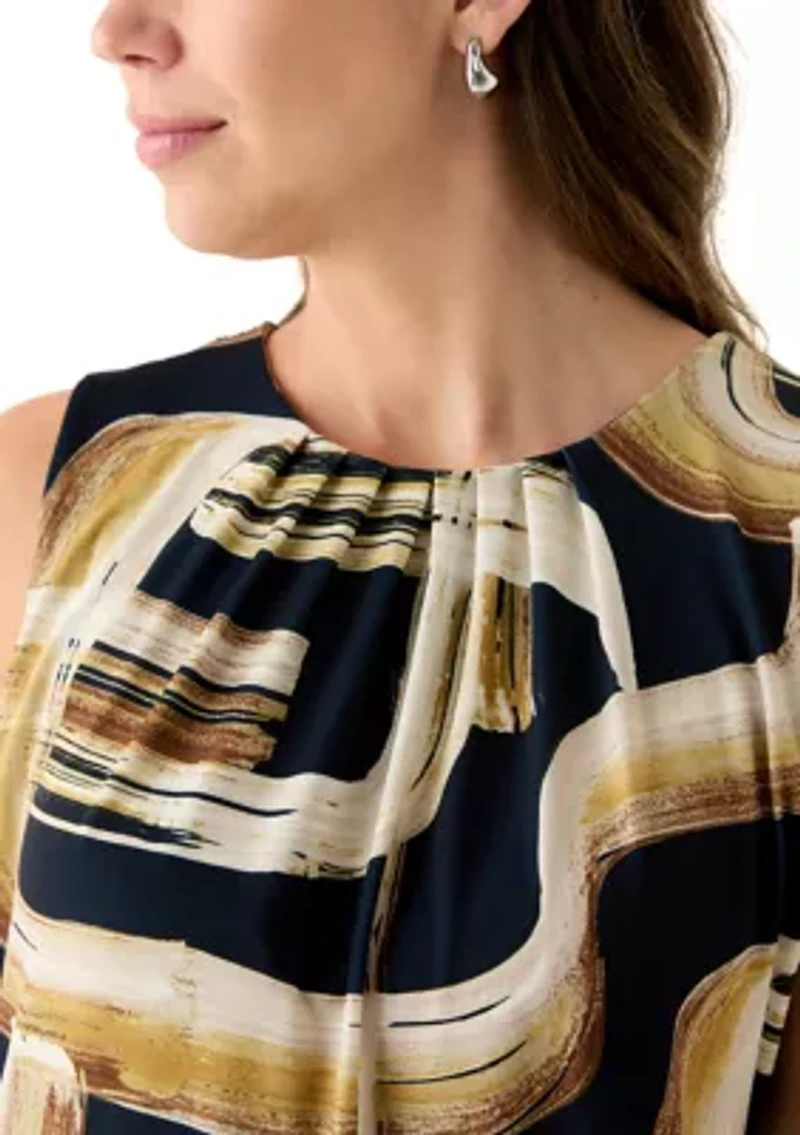 Women's Printed Sleeveless Pleat Neck Cami Top