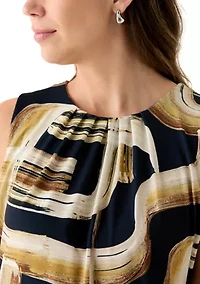 Women's Printed Sleeveless Pleat Neck Cami Top