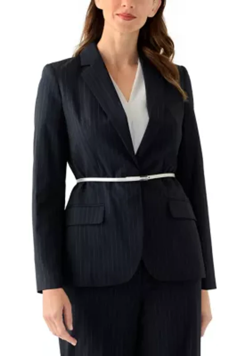 Women's Pinstripe Jacket with Belt