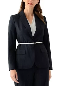 Women's Pinstripe Jacket with Belt