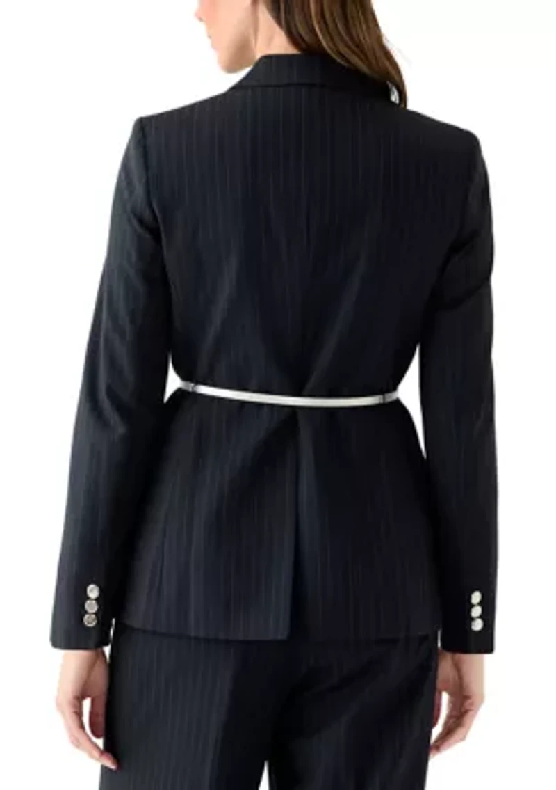 Women's Pinstripe Jacket with Belt