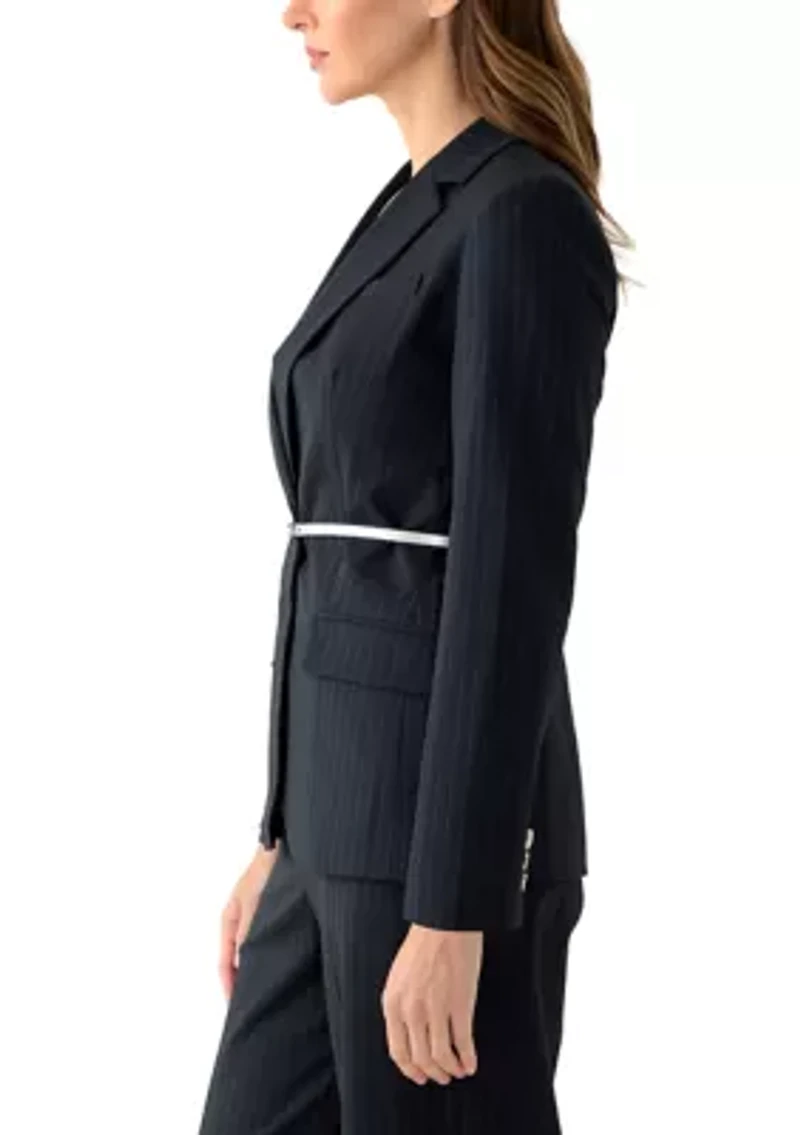 Women's Pinstripe Jacket with Belt